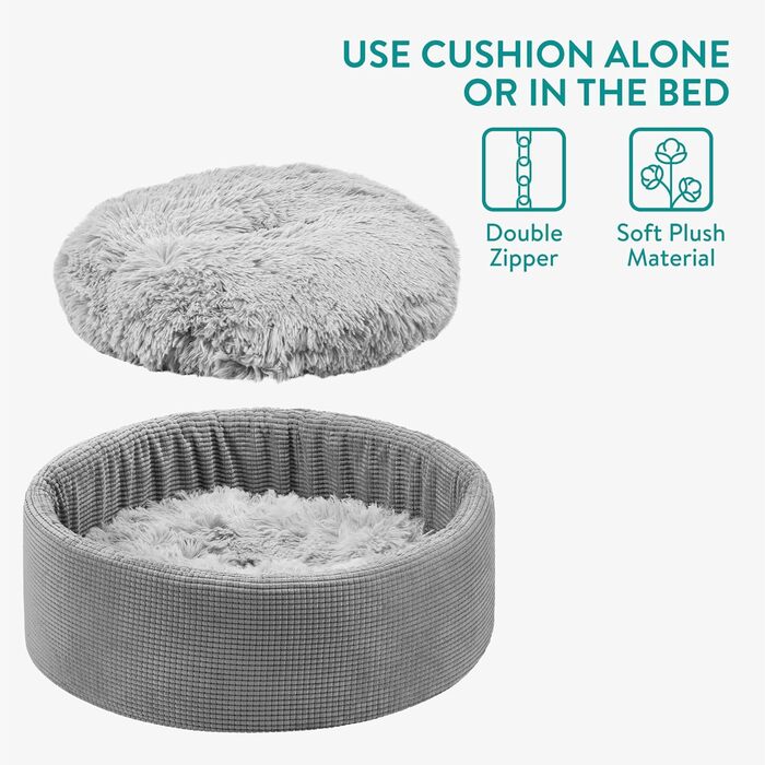 Ліжко для котів Navaris з додатковим подушкою - для собак та котів - м'яке ліжко для котів та собак - кошик для котів, що можна прати - підходить для маленьких собак