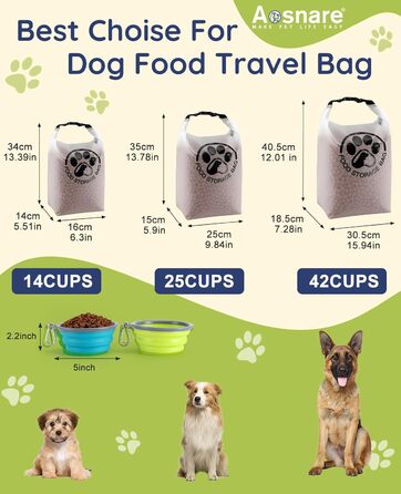 Контейнер для корму для тварин на 25 порцій з 2 складеними мисками для подорожей – прозорий, з водонепроникним закриттям, зберігає сухий корм свіжим для кемпінгу