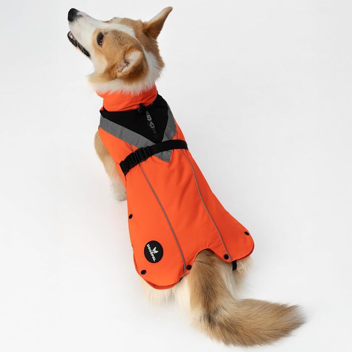 Водонепроникний дощовик для собак з винімним флісовим підкладкою, розмір L, помаранчевий