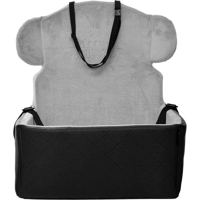 Автокрісло для собак 2в1 Miki | Зручне автоліжко для собак та котів | Чорний колір, штучна шкіра, 48x48 см