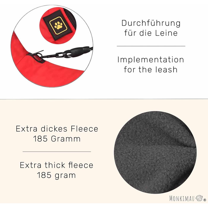 Зимова куртка Monkimau для великих собак XL-6XL | Водовідштовхуюча куртка-мандель для собак з світловідбиваючими смугами, прихованою блискавкою та гумкою (Рожева, 3XL)