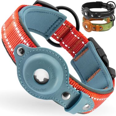 Нашийник для Apple AirTag для собак CollarDirect, світловідбиваючий, помаранчевий, розмір M (34-42 см), XL (51-61 см)