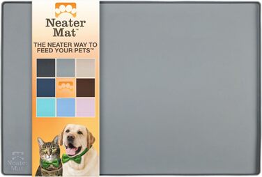 Силіконова підстилка для мисок собак і котів Neater Pet Brands, водонепроникна, сірий, 81,3×61 см, захист підлоги від їжі та води