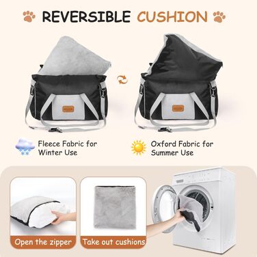 Автокрісло для собак Nobleza: зручне та миється, з кишеньками та двостороннім матрацом, L58x56x33 см, Oxford, на всі сезони