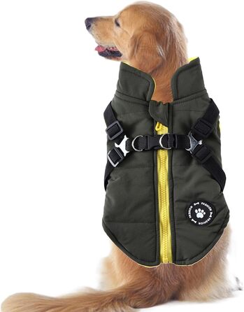 Зимова куртка для маленьких собак: тепла, вітро- та водонепроникна, двостороння куртка з блискавкою, зелена XL