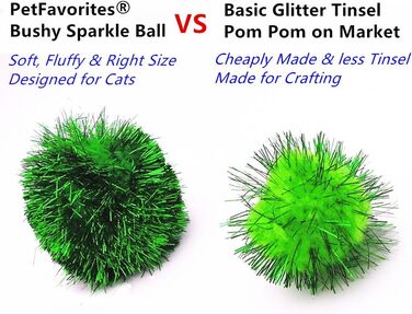 Інтерактивні іграшкові м'ячики PETFAVORITES Sparkle Ball для котів, 12 шт, блискучі помпони для кошенят