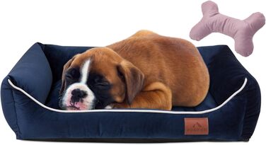 FUUFEE Крісло-ліжко для собак Великих порід, 100 x 80 см, Зручне, Миється, Знімний чохол на блискавці, Колір: Кориця (S (60 x 40 см), Морський)