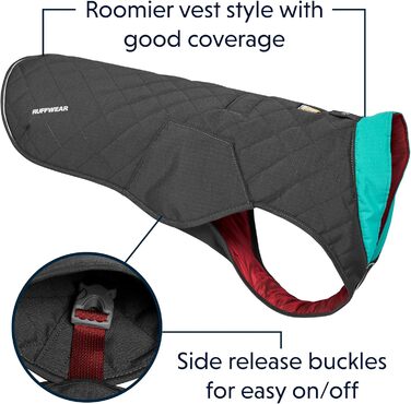 RUFFWEAR Stumptown куртка для собак, утеплена і зносостійка, сіра, розмір S