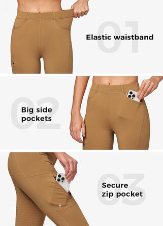 Спортивні штани для верхової їзди WILLIT Daen Reithose з флісовою підкладкою, повний силіконовий захват, кишені, петлі для ременя (M, Кофе)