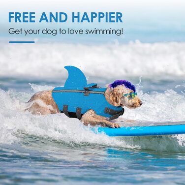 Спасальний жилет для собак Sunfura з ручкою, блакитний, для французького бульдога та інших порід середнього розміру