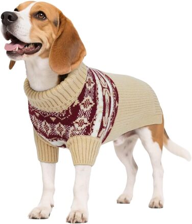 Светр для собак IECOii з коміром-мотоциклом, теплий, бавовняний, хакі, L (обхват грудей 53 см)