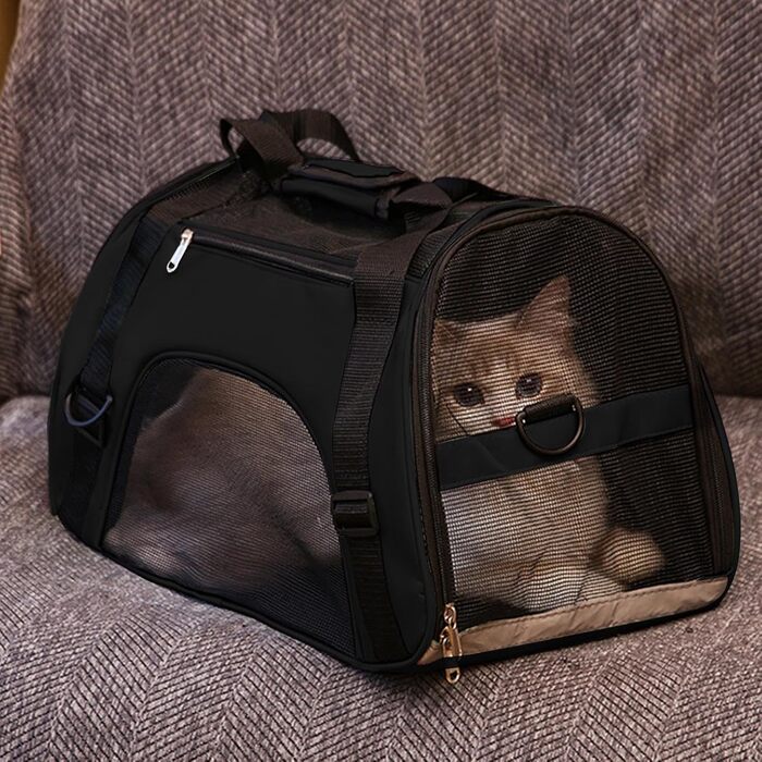 Сумка-переноска для собак, чорна: дихаюча, водонепроникна, легка, для подорожей та прогулянок