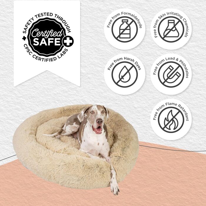 Лежак для великих собак Best Friends by Sheri Calming Donut 2XL, плюш, 137×137 см, бежевий