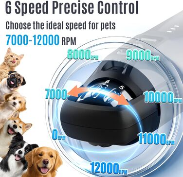 Електричний шліфувальник для собак та котів Casfuy Neue – 6 швидкостей, 2 LED, тиха робота, 7 годин роботи