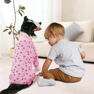 Захисний боді для собак після операції: для сук та кобелів, дихаючий, з захистом рани, альтернатива E-Collar, розмір XXL, колір полуниця