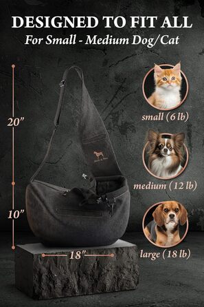 Сумка-переноска для собак Noah & Paw до 10 кг з регульованим плечовим ременем, м'яким хутром, 3-ма захисними функціями, з преміум деніму