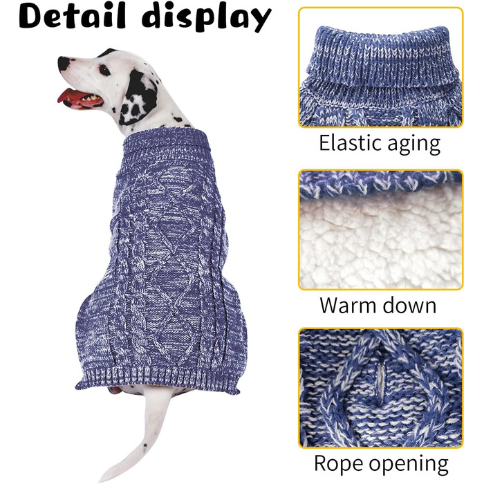 Теплий в'язаний пуловер для собак та котів (S, блакитний)
