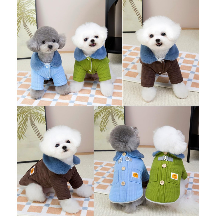 Теплий флісовий куртка для собак породы чихуахуа XL, коричневий, з D-порогом та кишенею