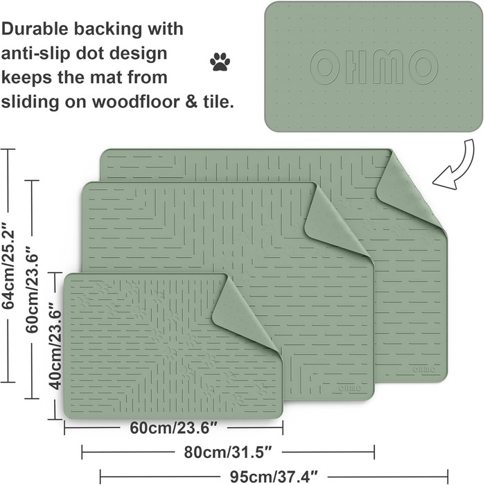 Килимок для котячого туалету OHMO, 80x60 см, преміум-силікон, великий, вологостійкий, без BPA, легко миється, світло-зелений