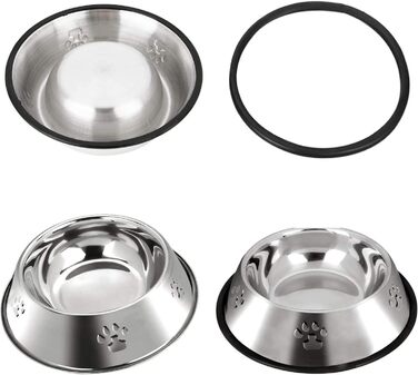 Набір з 2 мисок для собак з нержавіючої сталі, великі (30 см), антиковзні