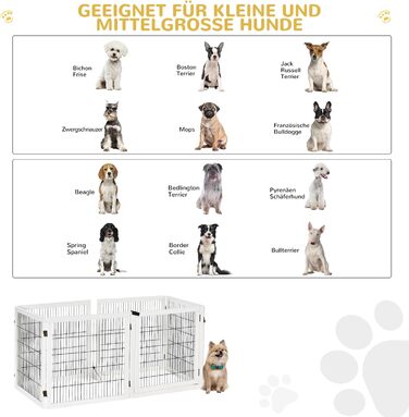 Захисний бар'єр для собак PawHut - регульований, 432 x 70 см, 6 панелей, білий