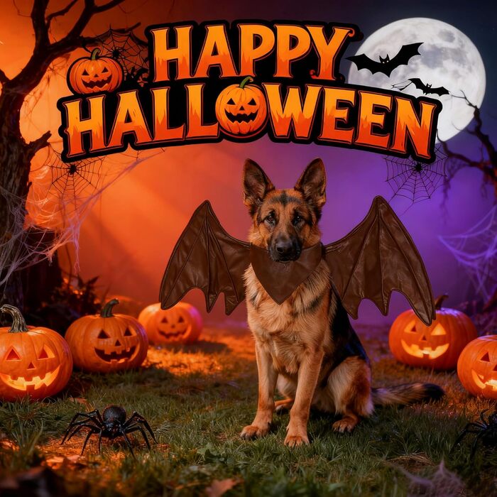 Костюм на Хелловін для собак: крила кажана, дракона, птаха. Підходить для великих, середніх та маленьких собак. Чорні крила кажана (M, колір кава).