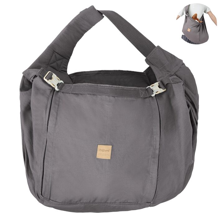 Сумка-переноска для собак середнього розміру ETIAL, сірого кольору, з металевим поводком, регульованим плечовим ременем, для собак вагою 11,3–18,1 кг