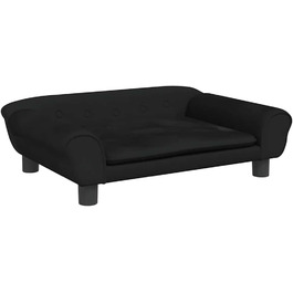 Крісло-ліжко для собак, м'яке ліжко для тварин, лежанка для маленьких собак та котів, чорний велюр 70 x 48 x 22 см