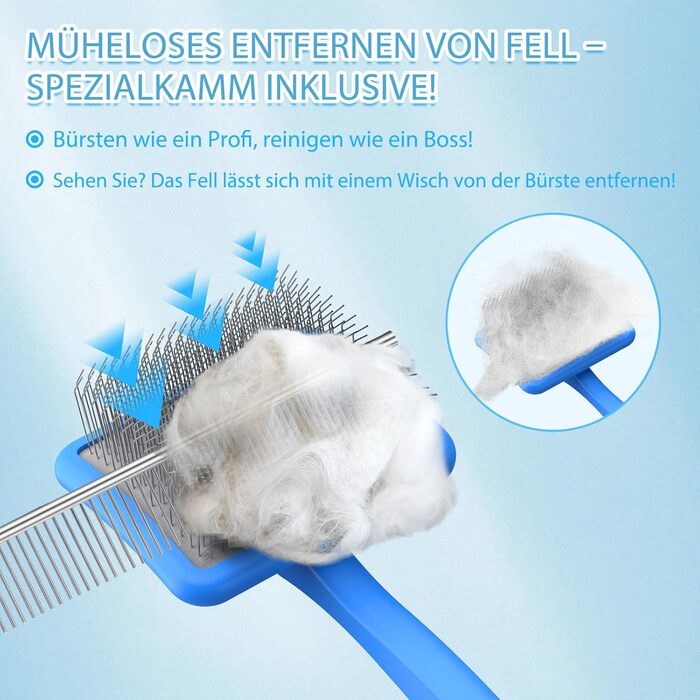 Набір для грумінгу собак великих порід Slicker Bürste Hund – 3 предмети: щітка Slicker, гребінець для підшерстка та гребінець з нержавіючої сталі. Підходить для довгошерстих собак та котів (Голден Ретрівер, Лабрадудль, Пудель)