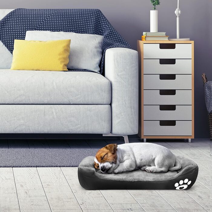 Крісло-ліжко для собак Lucky 60см - м'яке ліжко для собак та котів, чорне, миється