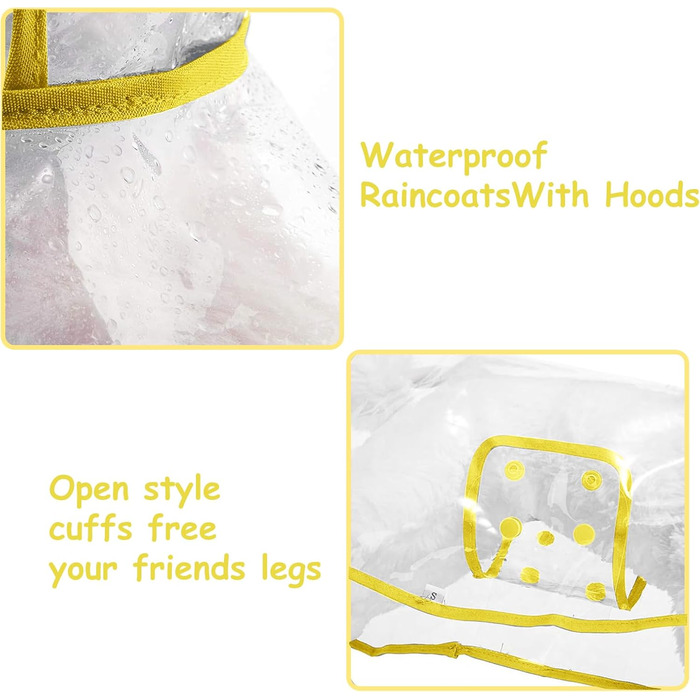 Дощовик для собак PETCUTE, жовтий, PVC, з капюшоном, дихаючий, для середніх та великих собак (6XL)