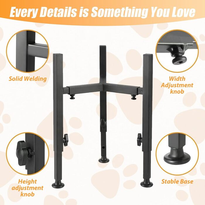 Підвищений годівниця для собак з регульованою висотою та шириною, металева миска для води/корму, підставка для собак великих, середніх та маленьких порід (миска не входить до комплекту)