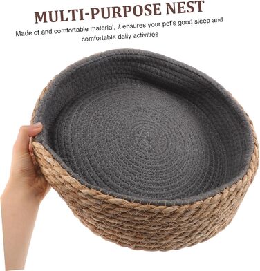 Кругле плете́не ліжко для котів та собак. Натуральне плетіння, будиночок для тварин, прохолодне та дихаюче ліжко, легко мити та підтримує тепло.