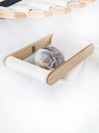 Стіна для лазіння котів Petrebels Lazy 50 см, підвісна котяча лежанка, настінний кігтеточка, преміум-якість, монтаж на стіну, деревина дуб рустикальний