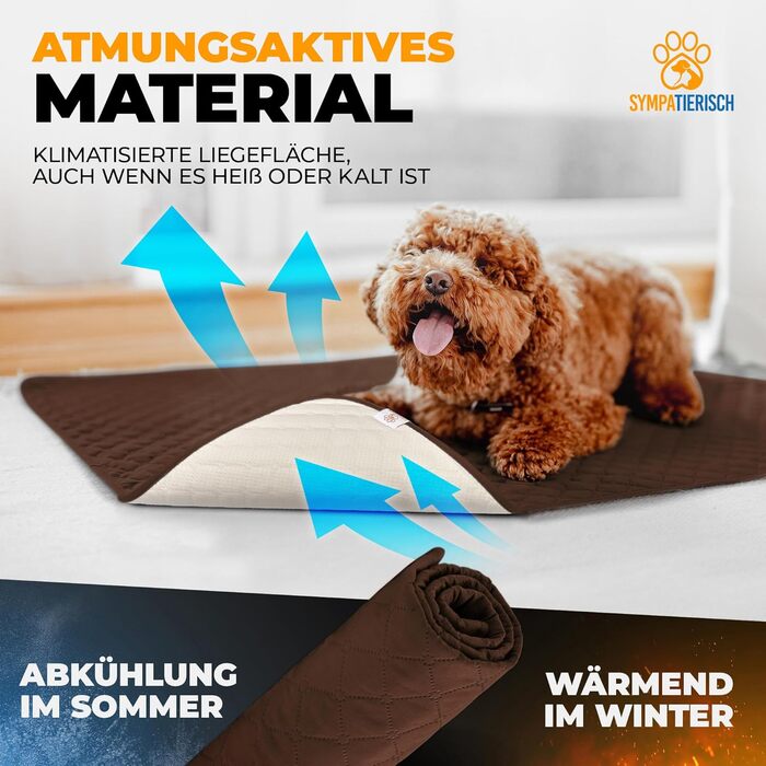 Водонепроникний плед для собак SympaTierisch - захист дивану та ліжка - антиковзаюча підстилка для собак, великих розмірів, придатний для прання - Колір: Коричневий, 150 x 130 см