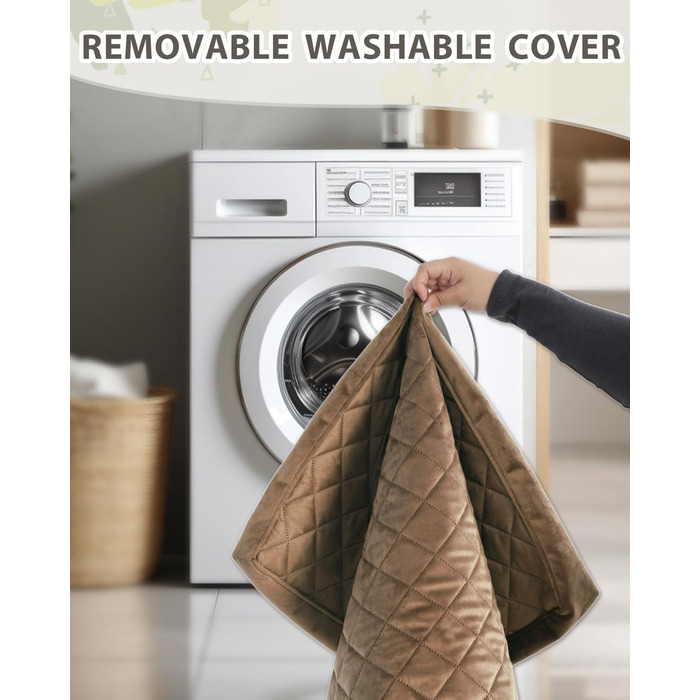 Ортопедичне собаче ліжко для великих собак, вологостійке, знімний та пральний чохол, антиковзаюча підкладка, стеганий матрац для переноски, 119 x 73 см, Колір: Коричневий