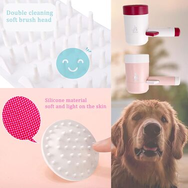 Автоматичний мийка лап для собак Ebbels: 360° обертання, портативна, м'який силікон, масаж, червоний