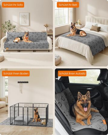 Водонепроникний килимок для собак Feandrea, 208 x 173 см, захист для авто/дивану, машинне прання, антиковзаюча підкладка, стеганий дизайн, сірий PPB024GD01