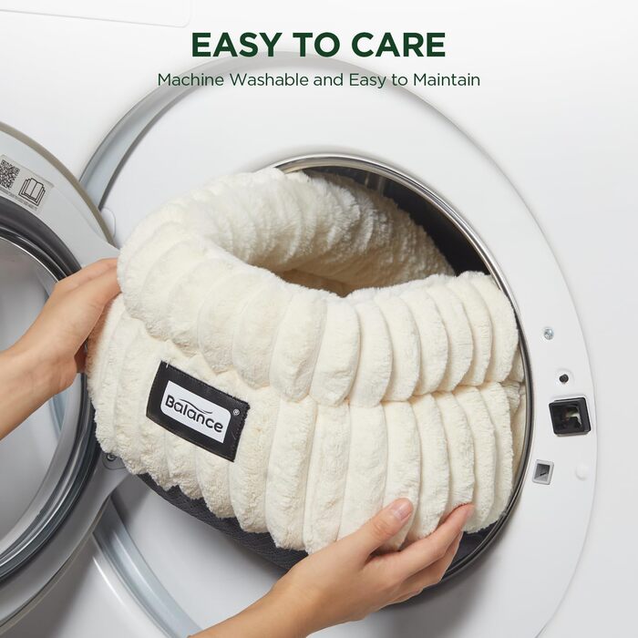 Кругле ліжко для котів BALANCE, м'яке, з антиковзною основою, 60x60x23 см, біле, зимове