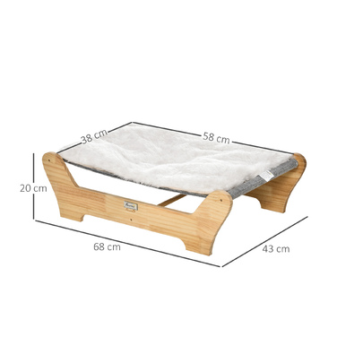 Гамак PawHut Cat Bed з каркасом для кішок 68x43x20см Підняте котяче гніздо з м'якою сосновою подушкою