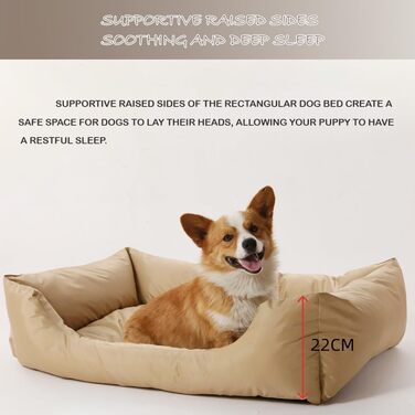 Водонепроникне ліжко для собак M&Catree, прямокутне, м'яке, для собак та котів - L: 60x80x24 см (S: 43x53x21 см, золото)