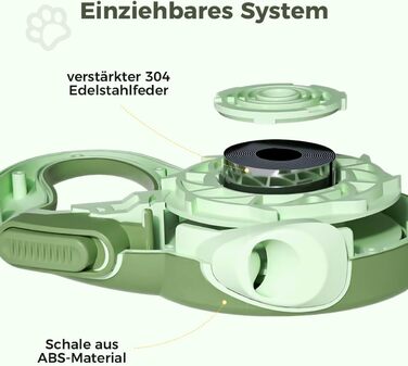 Рулетка для собак BMaobbo 8м, міцна сталева лебідка, тримач для відходів, антизаплутування, швидке гальмування, для собак до 50кг, для тренувань, лісу, пляжу