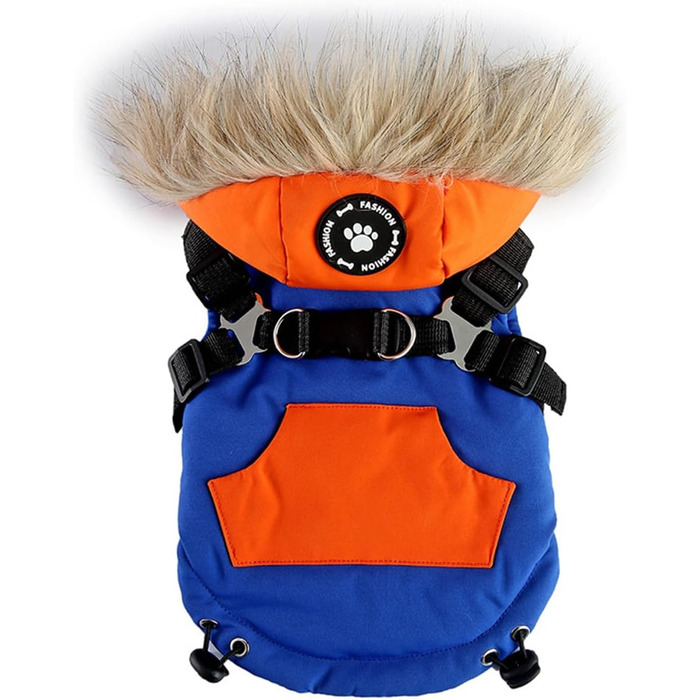 Водонепроникна зимова куртка для собак з флісовою підкладкою та світловідбиваючим дизайном. Підходить для прогулянок, активного відпочинку та походів. Тепла екіпіровка для собак (Blue, M)