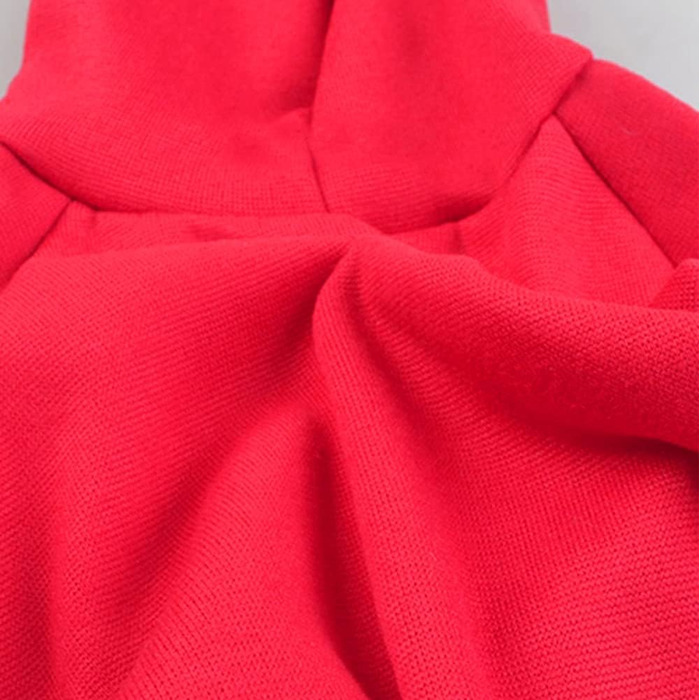 Світшот для собак Izefia з капюшоном, теплий флісовий светр з бавовни для маленьких, середніх та великих собак (S, червоний)