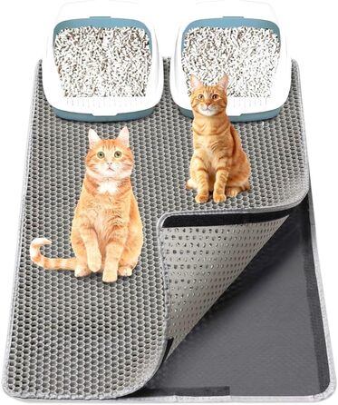 Matte Plazzid® для котячого туалету: XXL, 90x60 см, сіра, водонепроникна, з кріпленням