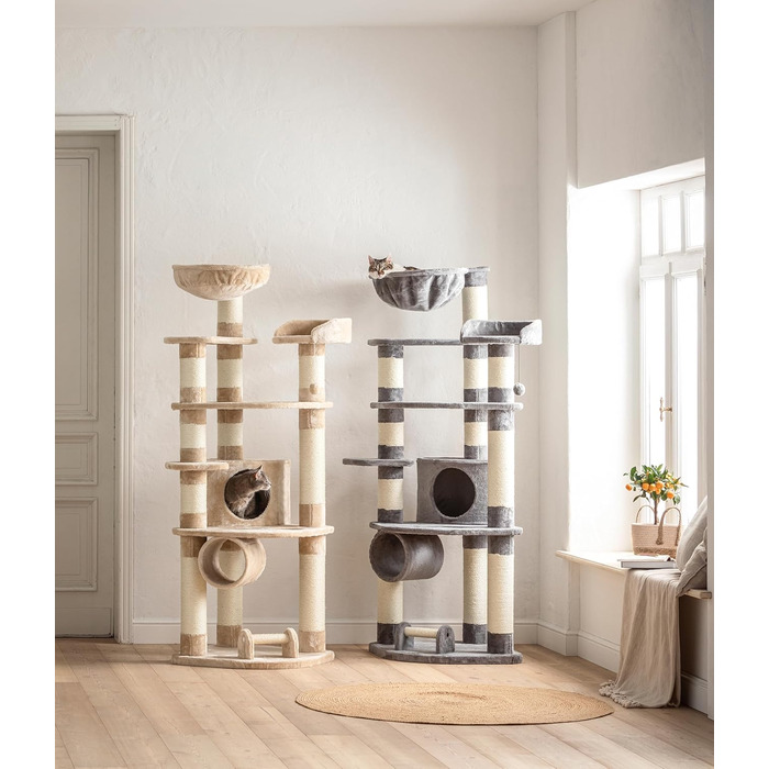 Котячий дряпак Dehner Edda 180x60x60 см, сизаль/плюш, бежевий