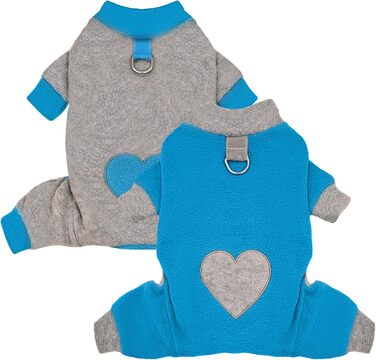 Піжама для собак маленьких порід, фліс, теплий пуловер для собак, комплект 2 шт. X-Small (довжина спини 22 см), блакитний