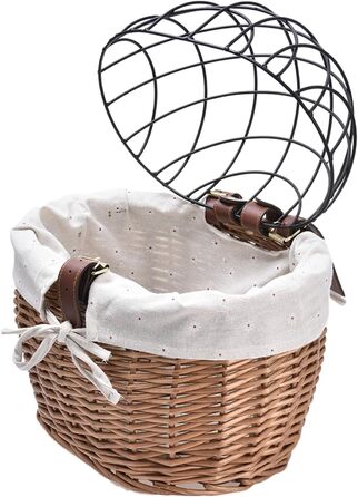 Плетенний велосипедний кошик для тварин з сіткою | Знімний кошик на кермо для собак та котів, зручний, безпечний, для подорожей