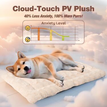 М'яка лежанка для собак Mora Pets: зручна та миюча підстилка для маленьких, середніх та великих собак, 74 x 46 см, бежева