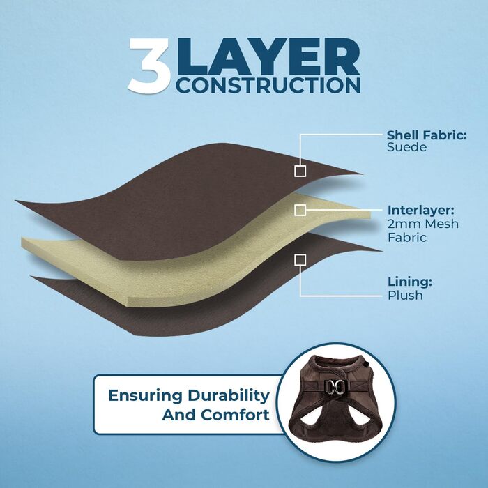 Шлейка для собак Voyager Step-In з плюшу, Best Pet Supplies - для малих та середніх собак, шоколадного кольору, розмір M (обхват грудей 40-45 см)